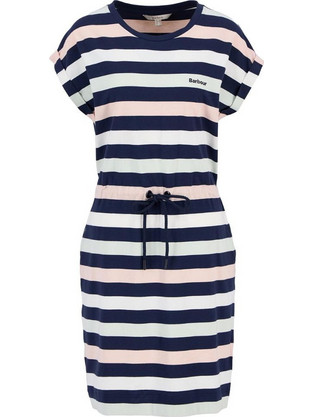 Barbour Mini Καλοκαιρινό Καθημερινό Φόρεμα Λευκό Navy Μπλε LDR0915-NY73