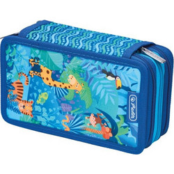 Herlitz Jungle Safari Κασετίνα Γεμάτη με 3 Θήκες Γαλάζια Μπλε 50049301