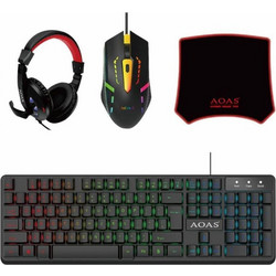 AOAS WB-1077 Σετ Gaming Πληκτρολόγιο RGB Black