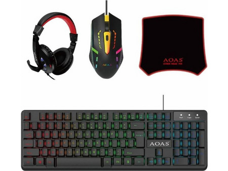 AOAS WB-1077 Σετ Gaming Πληκτρολόγιο RGB Black