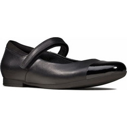 Clarks Παιδικές Μπαλαρίνες Δερμάτινες Ανατομικές με Σκρατς Μαύρες 26149557