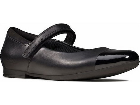 Clarks Παιδικές Μπαλαρίνες Δερμάτινες Ανατομικές με Σκρατς Μαύρες 26149557