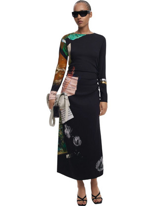 Desigual Fiona Midi Καθημερινό Φόρεμα Μαύρο 25WWVW08-2000