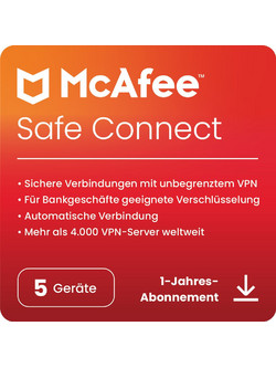 McAfee Safe Connect VPN για 5 Συσκευές και 1 Έτος Χρήσης (Ηλεκτρονική Άδεια)