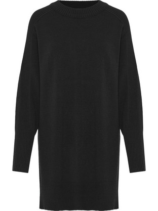 Funky Buddha Midi Καθημερινό Φόρεμα Πλεκτό Μαύρο FBL012-104-13