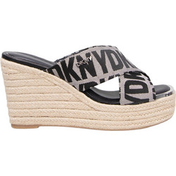 DKNY Maryn X Band Καλοκαιρινές Γυναικείες Πλατφόρμες Ψηλές Εκρού Μαύρες K1469540-005