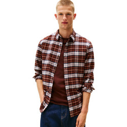 Tommy Jeans Ανδρικό Πουκάμισο Βαμβακερό Καρό Μακρυμάνικο Κανονική Γραμμή Καφέ DM0DM22024-GS7
