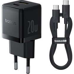 Baseus Palm 2in1 Φορτιστής με Καλώδιο USB-C με Θύρα USB-A & Θύρα USB-C 20W Power Delivery Black