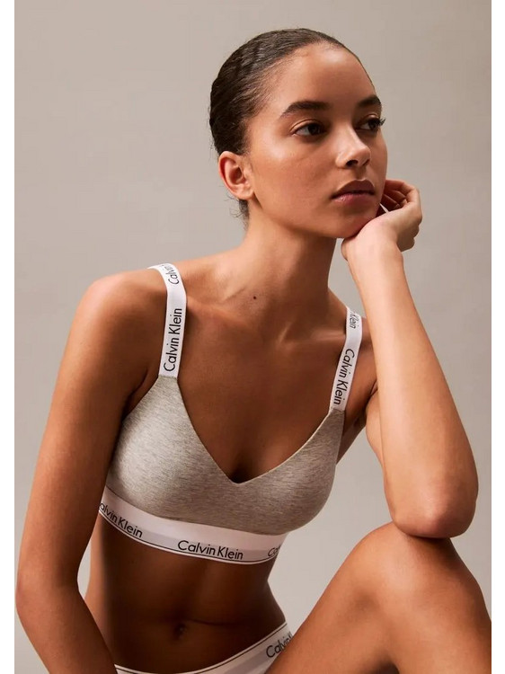 Calvin Klein Σουτιέν Τριγωνάκι χωρίς Μπανέλα Γκρι QF8504