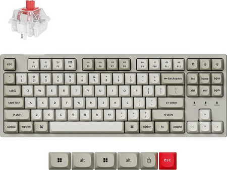 Keychron C1 Pro 8K QMK Μηχανικό Gaming Πληκτρολόγιο TenKeyLess με Keychron Super Red Διακόπτες RGB Grey