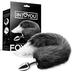IntoYou Foxy Πρωκτική Σφήνα Tail Plug 40cm Λευκή Μαύρη