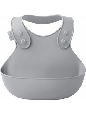 BIBS Overall Αδιάβροχη Σαλιάρα Σιλικόνης με Κουμπί & Τσέπη 6m+ Cloud