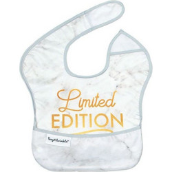 Tiny Twinkle Limited Edition Αδιάβροχη Σαλιάρα Υφασμάτινη με Αυτοκόλλητο & Τσέπη 6m+ Λευκή
