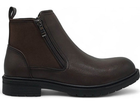 Jk London Ανδρικά Μποτάκια Σοκολατί με Φερμουάρ V5700012150105