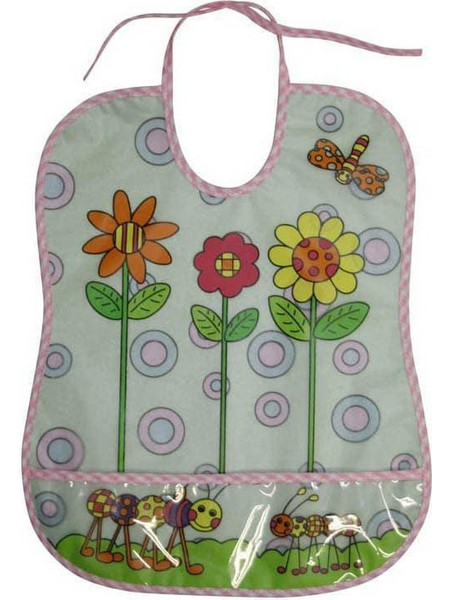 Lorelli Flower Αδιάβροχη Σαλιάρα Πλαστική με Κορδόνι & Τσέπη Ροζ