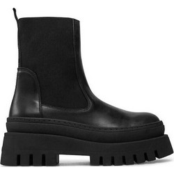 Steve Madden Γυναικεία Μποτάκια Chelsea Δερμάτινα Μαύρα με Χοντρό Χαμηλό Τακούνι 11002679-017
