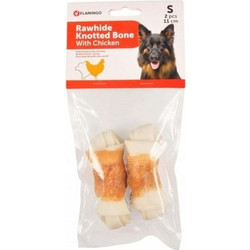 Flamingo Rawhide Knotted Bone with Chicken 11cm 90gr