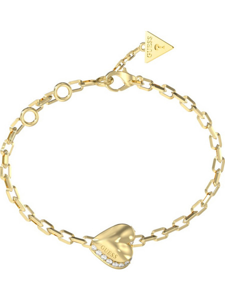 Guess By Your Side Γυναικείο Βραχιόλι Αλυσίδα με Καρδιά από Ατσάλι Xρυσό με Ζιργκόν JUBB06088JWYGL