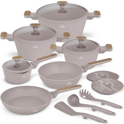 Berlinger Haus Taupe Nordic Collection Σετ Μαγειρικά Σκεύη Αλουμινίου με Αντικολλητική Επίστρωση Μαρμάρου 6τμχ BH-8344