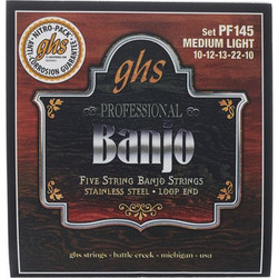 GHS PF145 Σετ 5 Χορδές Μπάντζο Stainless Steel 10-22" Medium Tension