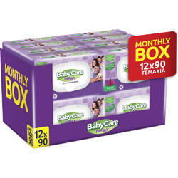 BabyCare Family Raspberry Μωρομάντηλα Χωρίς Οινόπνευμα & Parabens 12x90τμχ
