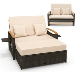 Costway Διθέσιος Καναπές Εξωτερικού Χώρου Rattan Καφέ HW71627BN