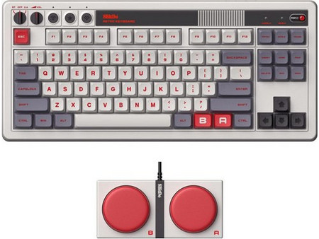 8bitdo Retro N Edition Ασύρματο Μηχανικό Gaming Πληκτρολόγιο TenKeyLess με Kailh Box White Διακόπτες White Grey