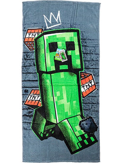 Minecraft Metro Art Creeper Παιδική Πετσέτα Θαλάσσης Γκρι 70x140cm