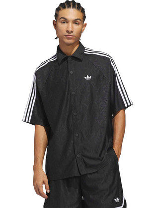 Adidas Ανδρικό Πουκάμισο Βαμβακερό Κοντομάνικο Κανονική Γραμμή Μαύρο KA9356