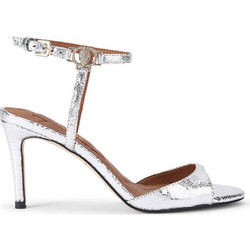 Kurt Geiger Γυναικεία Πέδιλα Δερμάτινα Ασημί με Λεπτό Ψηλό Τακούνι και Στρας 5595663189-63
