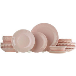 Hermia Powder Σετ Πιάτα Φαγητού Πορσελάνης Ροζ 24τμχ 710KTP3797