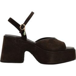 Komis & Komis Γυναικεία Πέδιλα Suede Σοκολατί με Χοντρό Ψηλό Τακούνι και Φιάπα E804