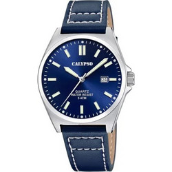 Calypso Ανδρικό Ρολόι με Μπλε Δερμάτινο Λουράκι K5868/3