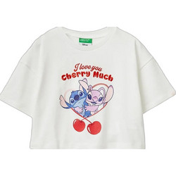 Benetton Lilo & Stitch Παιδικό Crop Top Κοντομάνικο Μπεζ 3I1XC10SS-074