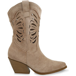 Exe Γυναικεία Μποτάκια Cowgirl Suede Μπεζ με Χοντρό Χαμηλό Τακούνι W339W2023585