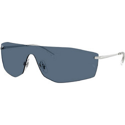 Ray-Ban RB3781 00380 Ανδρικά Γυαλιά Ηλίου Μάσκα Μεταλλικά Ασημί με Μπλε Φακό