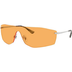 Ray-Ban RB3781 00385 Ανδρικά Γυαλιά Ηλίου Μάσκα Μεταλλικά Ασημί με Πορτοκαλί Φακό