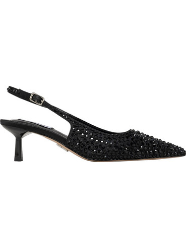 Steve Madden Korra-R Γόβες Slingback με Λεπτό Χαμηλό Τακούνι & Στρας Μαύρες 11004977-184
