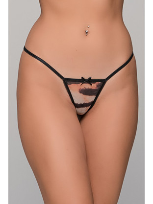 Milena By Paris Γυναικείο Sexy String Μαύρο Μπεζ 6868