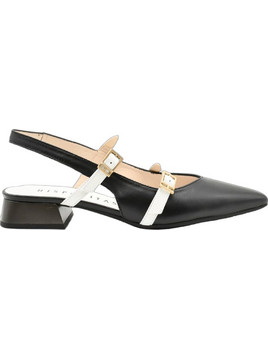 Hispanitas Γόβες Slingback Δερμάτινες με Χοντρό Χαμηλό Τακούνι Μαύρες HV253922