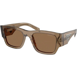 Prada PR10ZS 22H90F Ανδρικά Γυαλιά Ηλίου Τετράγωνα Κοκάλινα Καφέ με Καφέ Φακό
