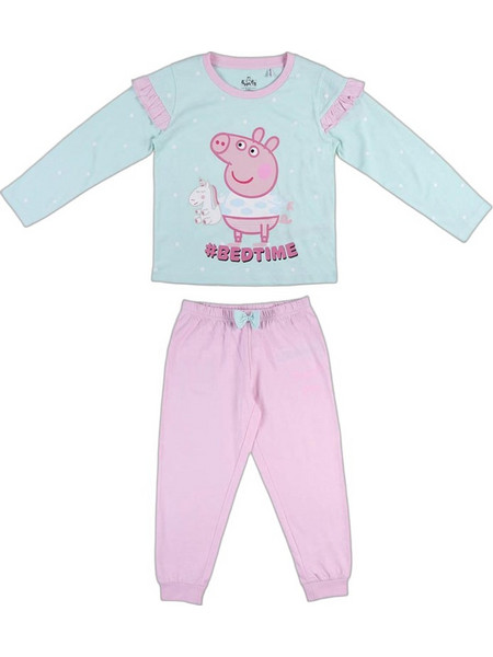 Cerda Peppa Pig Παιδική Πιτζάμα Βαμβακερή Χειμωνιάτικη Πράσινο Mint Ροζ 2200007684