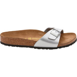 Birkenstock Madrid Δερμάτινα Γυναικεία Σανδάλια Ανατομικά Ασημί 040411