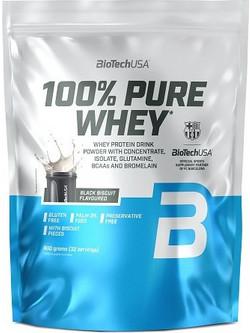 Biotech USA 100% Pure Whey Black Biscuit Πρωτεΐνη Ορού Γάλακτος Γράμμωσης Χωρίς Γλουτένη 900gr