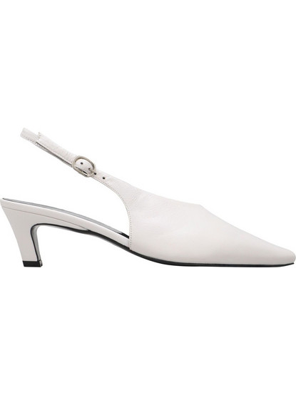 Haralas Γόβες Slingback Δερμάτινες με Λεπτό Χαμηλό Τακούνι Λευκές 478310