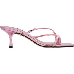 Nine West ANIREY3 Γυναικεία Πέδιλα Δερμάτινα Ροζ με Λεπτό Χαμηλό Τακούνι 68-680