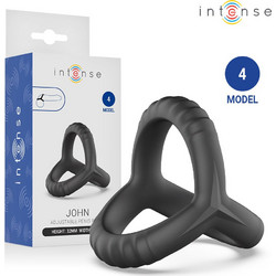 Intense Model 4 John Adjustable Triple Penis Ring Ελαστικό Δαχτυλίδι Πέους & Όρχεων Σιλικόνης Μαύρο