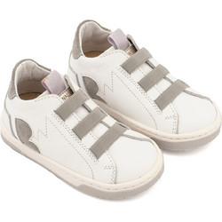 Babywalker Βαπτιστικά Sneakers για Αγόρι Δερμάτινα Ανατομικά Λευκά Γκρι EXC8005