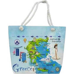 Tradesor Greece Υφασμάτινη Τσάντα Θαλάσσης Ώμου Γαλάζια 37x48cm 871939