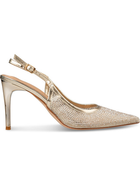 Envie Shoes Γόβες Slingback Δερμάτινες με Τακούνι Στιλέτο με Στρας Χρυσές E31-23101-59